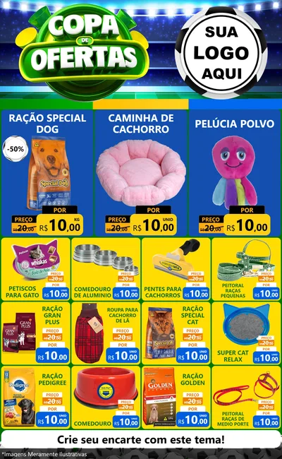 Modelo de Encarte para Encarte Grande com o tema Copa de Ofertas para Pet Shop
