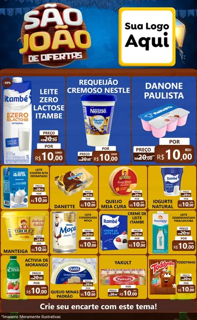 Modelo de Encarte para Encarte Grande com o tema São João Ofertas Imbatíveis! - Junina para Frios e Laticínios