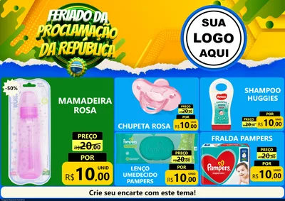 Modelo de Encarte para Encarte A4 Horizontal com o tema Feriado da Proclamação da República para Bebês