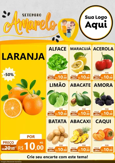 Modelo de Encarte para Encarte A4 Vertical com o tema Setembro Amarelo para Hortifrúti