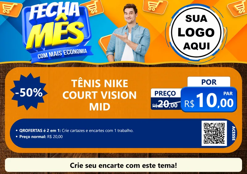 Modelo de Cartaz para Cartaz A4 Horizontal com o tema Fecha Mês Com Mais Economia para Calçados