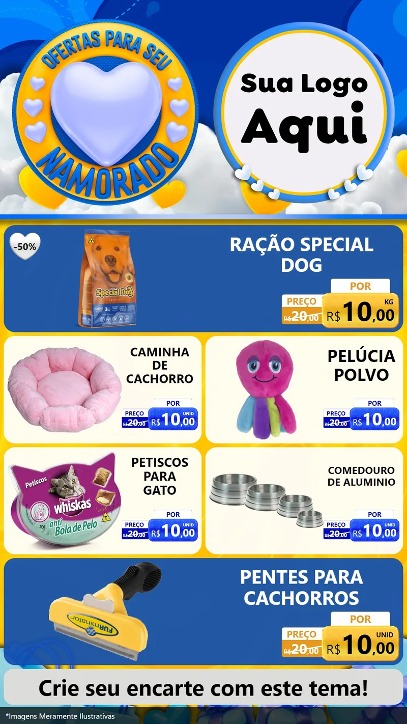 Modelo de TV para TV Vertical com o tema Ofertas Para Seu Namorado para Pet Shop