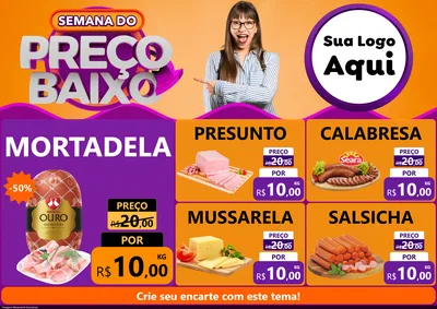 Modelo de Encarte para Encarte A4 Horizontal com o tema Semana do Preço Baixo para Frios e Laticínios