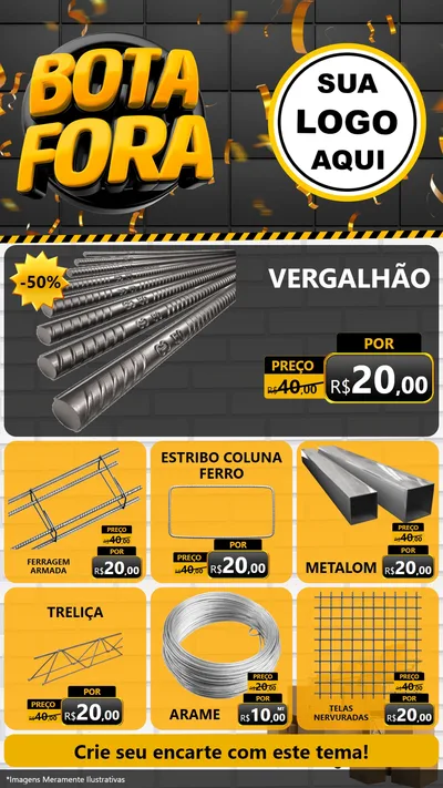 Modelo de Rede Social para Stories com o tema Bota Fora para Ferragens