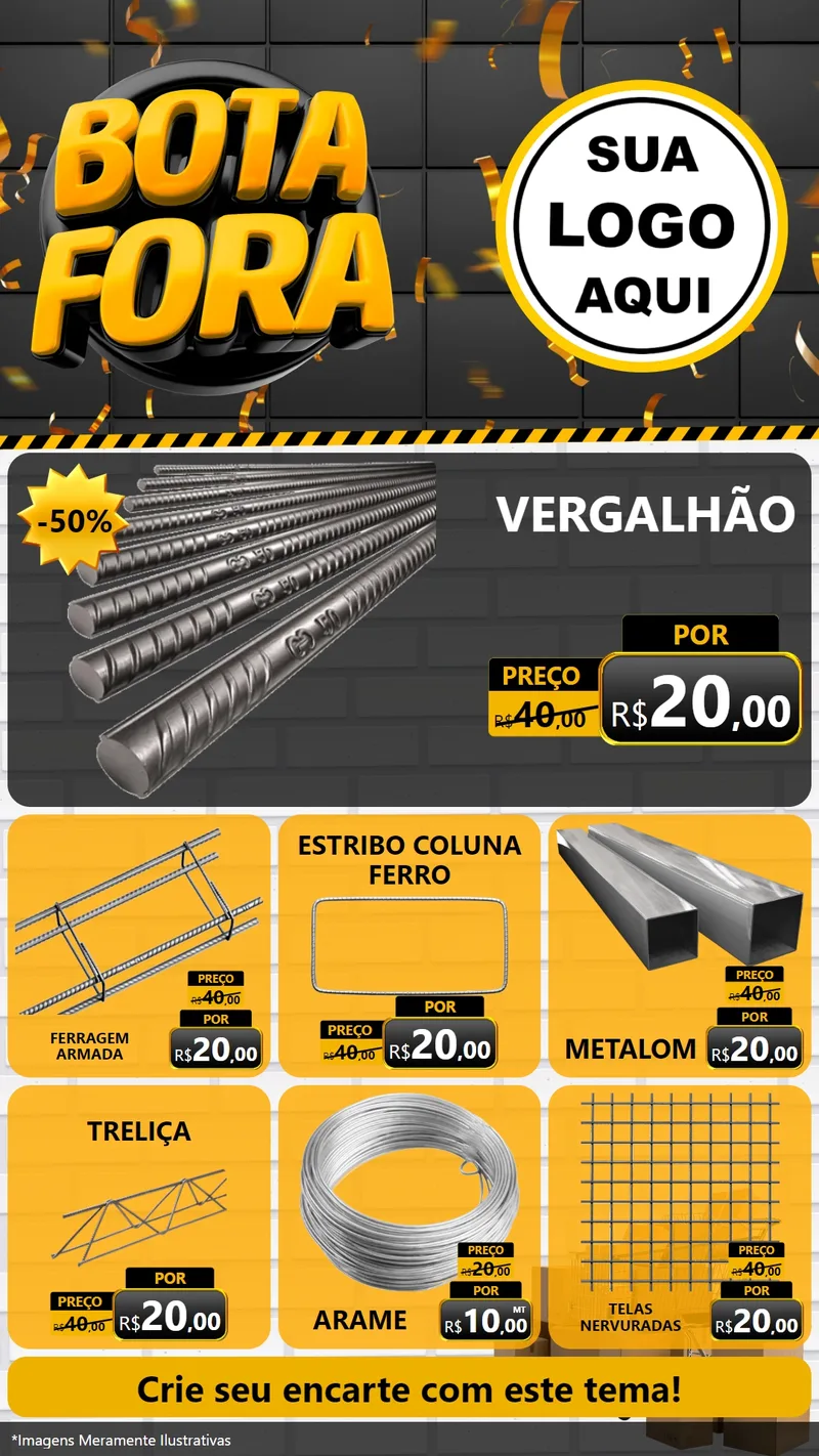 Modelo de Rede Social para Stories com o tema Bota Fora para Ferragens