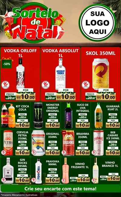 Modelo de Encarte para Encarte Grande com o tema Sorteio de Natal para Distribuidora de bebidas