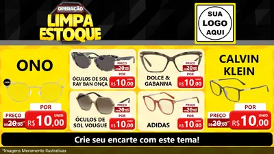 Modelo de TV para TV Horizontal com o tema Operação Limpa Estoque para Óticas