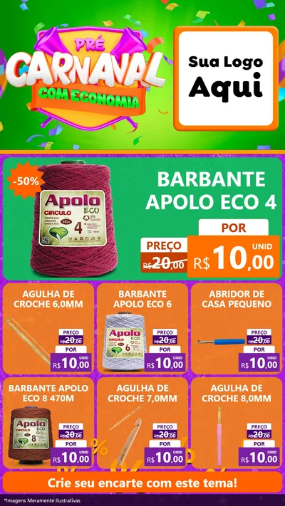 Modelo de Rede Social para Stories com o tema Pré-Carnaval Com Economia para Armarinho e Aviamentos
