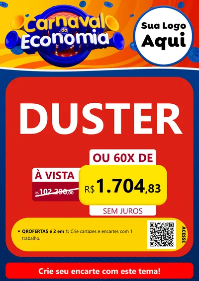 Modelo de Cartaz para Cartaz A4 Vertical com o tema Carnaval da Economia para Concessionaria de Carros