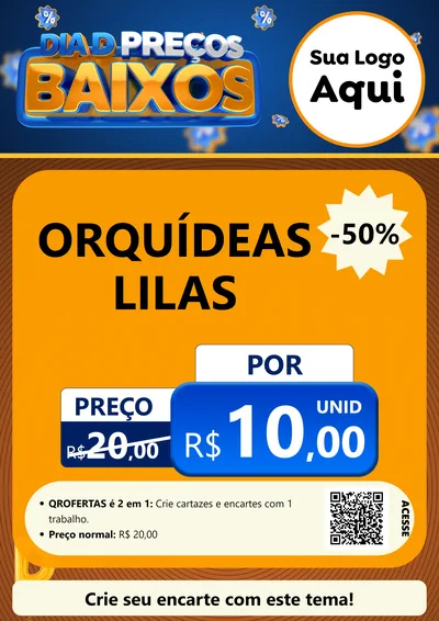 Modelo de Cartaz para Cartaz A4 Vertical com o tema Dia D Preço Baixo para Floricultura e jardim