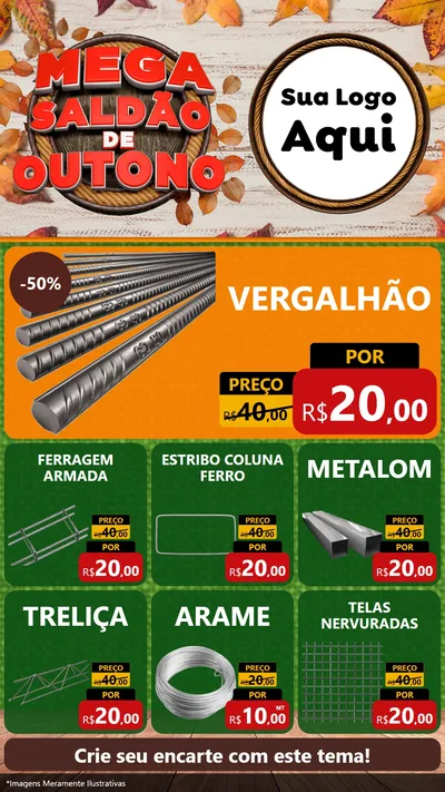 Modelo de Rede Social para Stories com o tema Mega Saldão de Outono para Ferragens