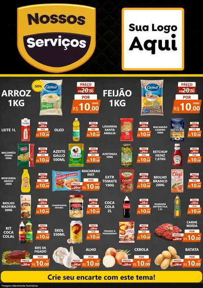 Modelo de Encarte para Encarte A4 Vertical com o tema Nossos Serviços para Supermercado