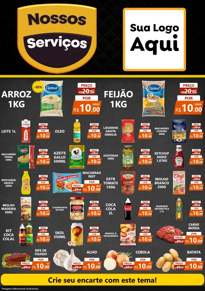 Modelo de Encarte para Encarte A4 Vertical com o tema Nossos Serviços para Supermercado