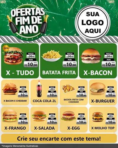 Modelo de Rede Social para Feed Instagram com o tema Ofertas Fim de Ano para Hamburgueria
