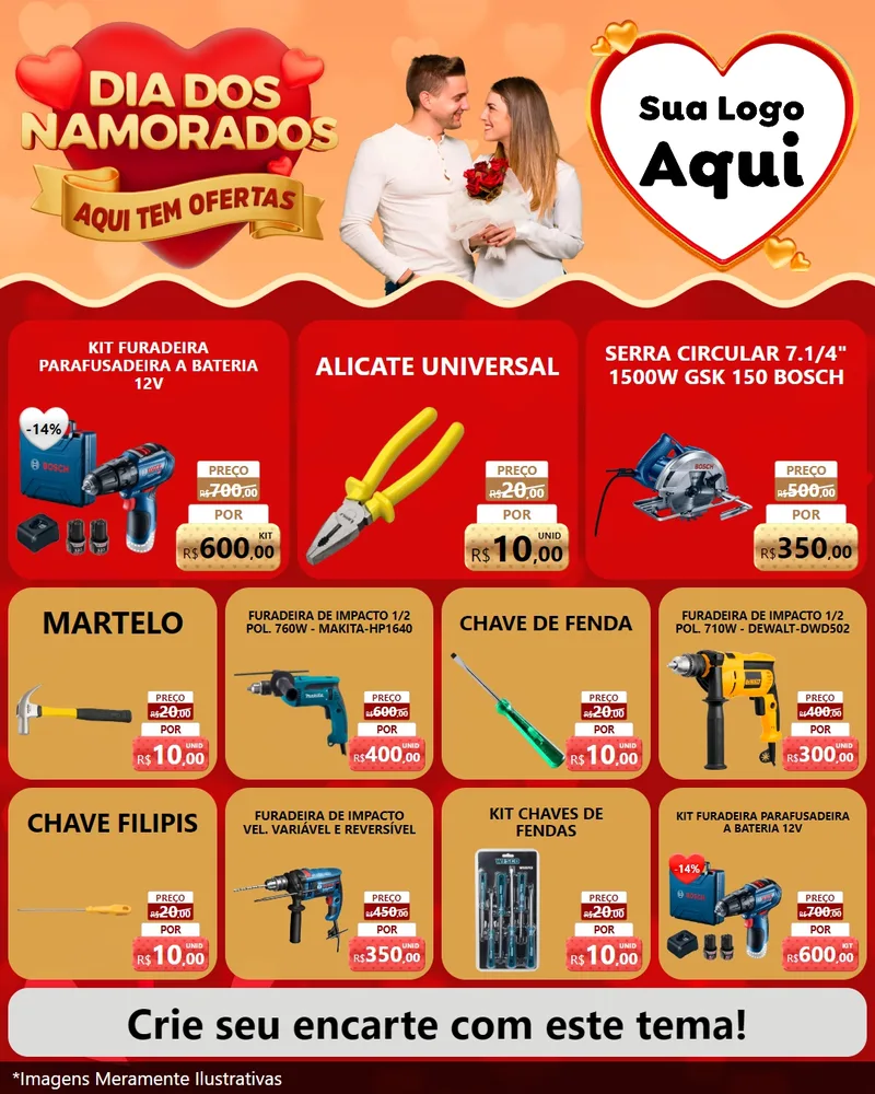 Modelo de Rede Social para Feed Instagram com o tema Dia dos Namorados - Aqui Tem Ofertas para Maquinas e Ferramentas