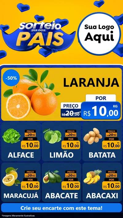 Modelo de Rede Social para Stories com o tema Sorteio Dia dos Pais para Hortifrúti