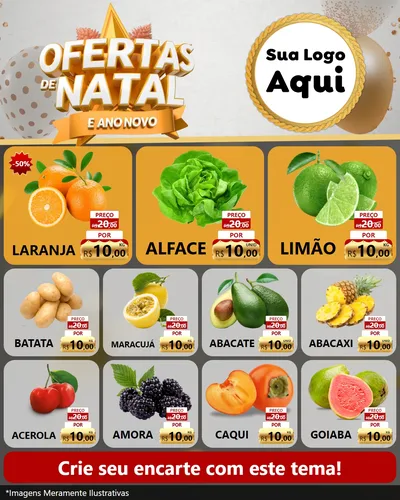 Modelo de Rede Social para Feed Instagram com o tema Ofertas De Natal E Ano Novo para Hortifrúti