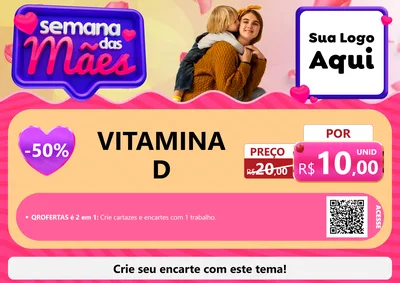 Modelo de Cartaz para Cartaz A4 Horizontal com o tema Semana das Mães para Farmácia