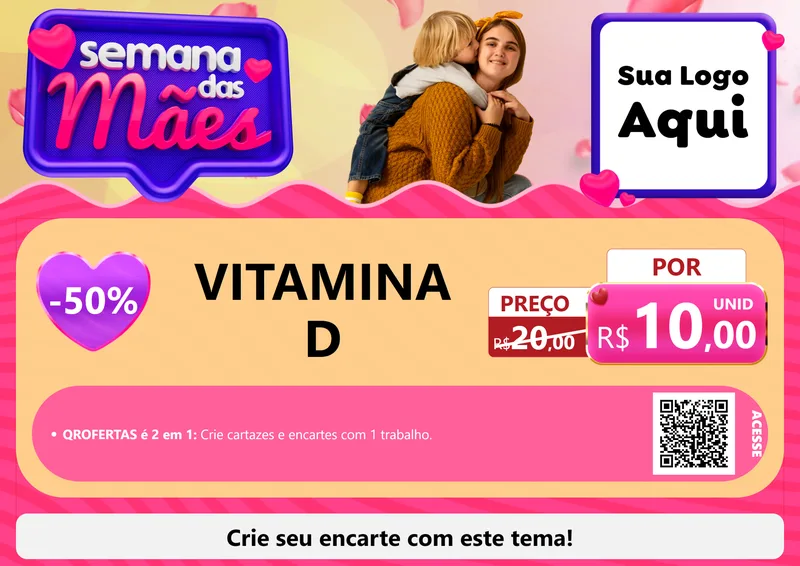 Modelo de Cartaz para Cartaz A4 Horizontal com o tema Semana das Mães para Farmácia