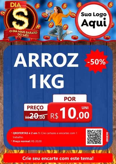 Modelo de Cartaz para Cartaz A4 Vertical com o tema Dia S - O Dia Mais Barato Do Mês para Supermercado