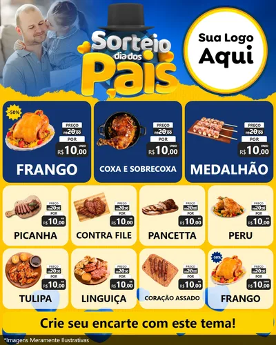 Modelo de Rede Social para Feed Instagram com o tema Sorteio Dia Dos Pais para Assados