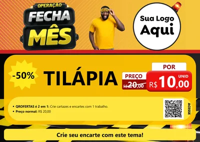 Modelo de Cartaz para Cartaz A4 Horizontal com o tema Operação Fecha Mês para Peixaria
