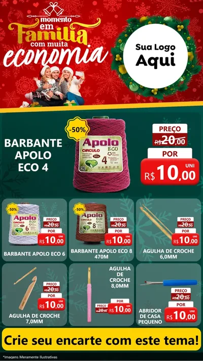 Modelo de Rede Social para Stories com o tema Momento em Família (Natal) para Armarinho e Aviamentos
