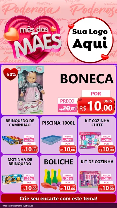 Modelo de Rede Social para Stories com o tema Mês Das Mães para Brinquedos