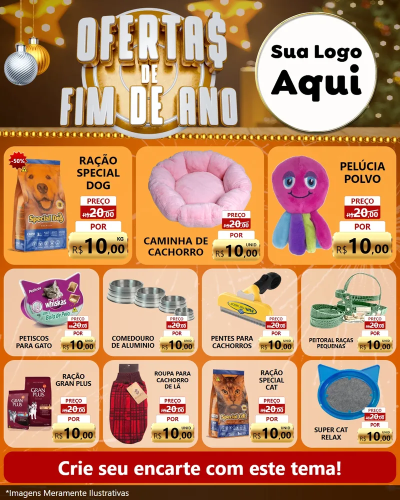 Modelo de Rede Social para Feed Instagram com o tema Ofertas de Fim de Ano para Pet Shop