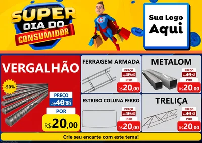 Modelo de Encarte para Encarte A4 Horizontal com o tema Super Dia do Consumidor para Ferragens