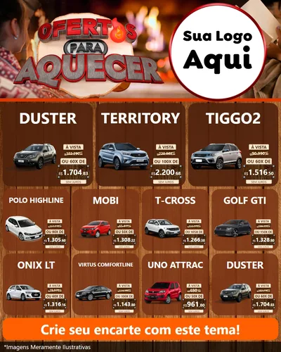 Modelo de Rede Social para Feed Instagram com o tema Ofertas Para Aquecer para Concessionaria de Carros
