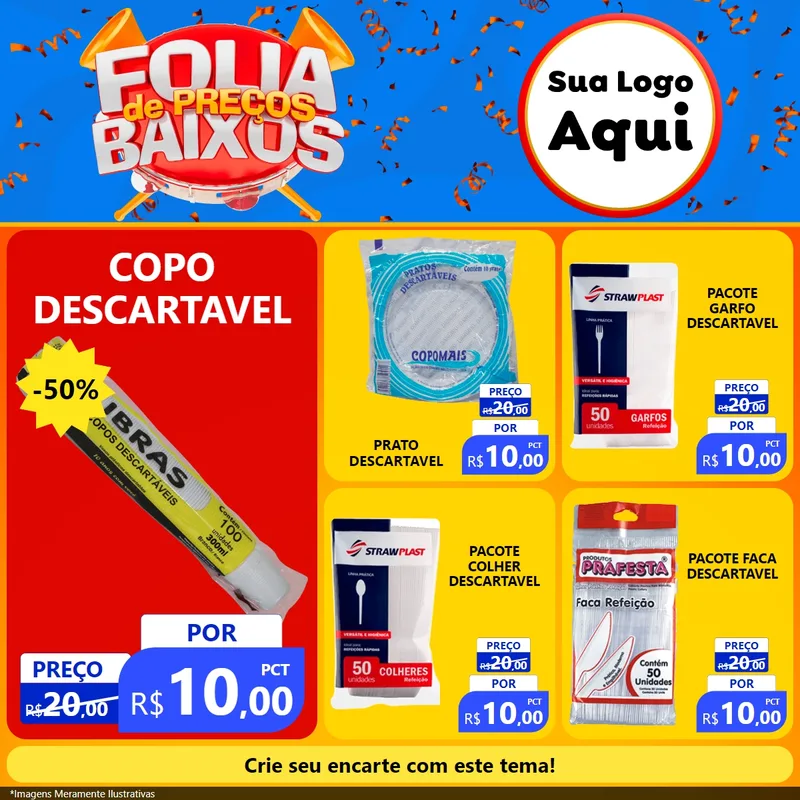 Modelo de Rede Social para Feed Facebook com o tema Folia de Preços Baixos para Embalagens