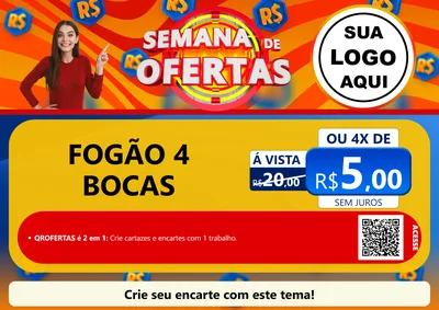 Modelo de Cartaz para Cartaz A4 Horizontal com o tema Semana de Ofertas para Móveis e Eletro
