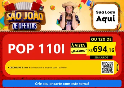 Modelo de Cartaz para Cartaz A4 Horizontal com o tema São João de Ofertas para Concessionaria de Motos