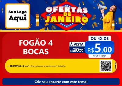 Modelo de Cartaz para Cartaz A4 Horizontal com o tema Ofertas de Janeiro para Móveis e Eletro