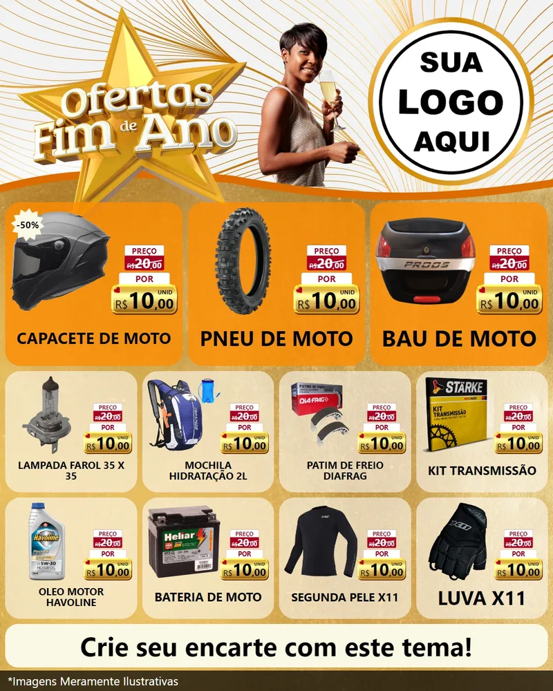 Modelo de Rede Social para Feed Instagram com o tema Ofertas Fim de Ano para Moto peças