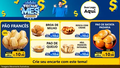 Modelo de TV para TV Horizontal com o tema Operação Fecha Mês, Junho para Padaria