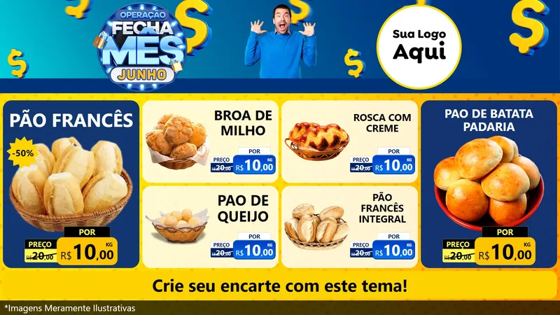 Modelo de TV para TV Horizontal com o tema Operação Fecha Mês, Junho para Padaria