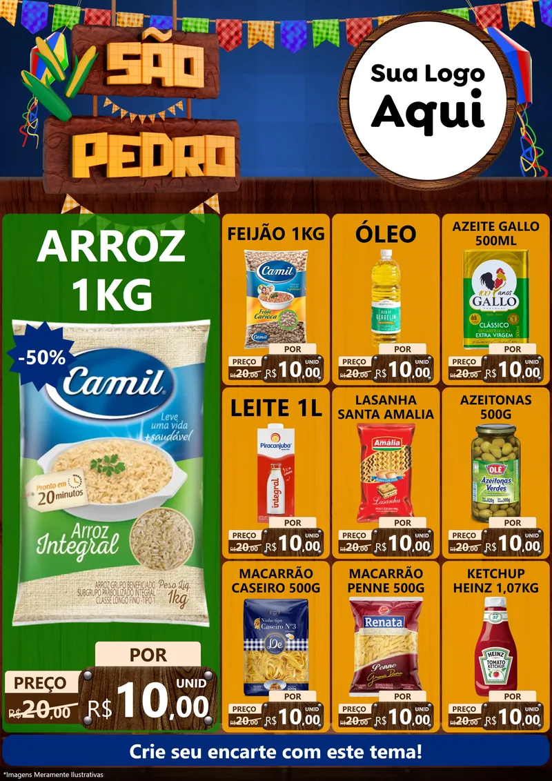 Modelo de Encarte para Encarte A4 Vertical com o tema São Pedro para Supermercado