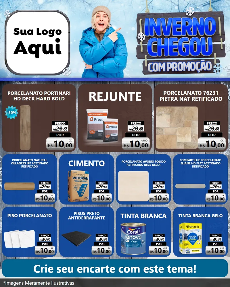 Modelo de Rede Social para Feed Instagram com o tema Inverno Chegou Com Promoção para Pisos e revestimentos