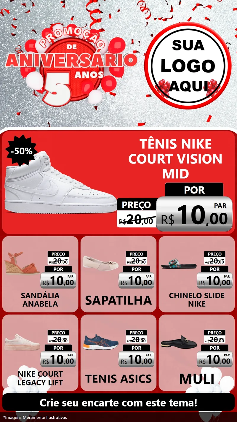 Modelo de Rede Social para Stories com o tema Promoção de Aniversário - 5 Anos para Calçados