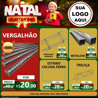 Modelo de Rede Social para Feed Facebook com o tema Natal da Economia para Ferragens