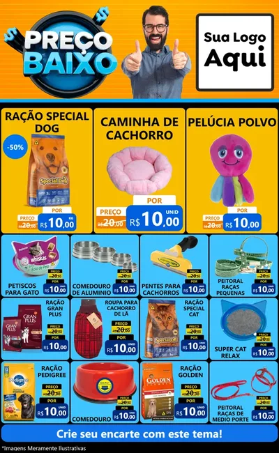 Modelo de Encarte para Encarte Grande com o tema Preço Baixo para Pet Shop