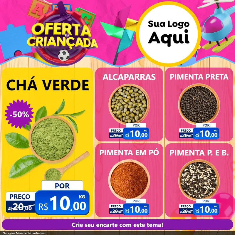 Modelo de Rede Social para Feed Facebook com o tema Oferta da Criançada para Produtos Naturais