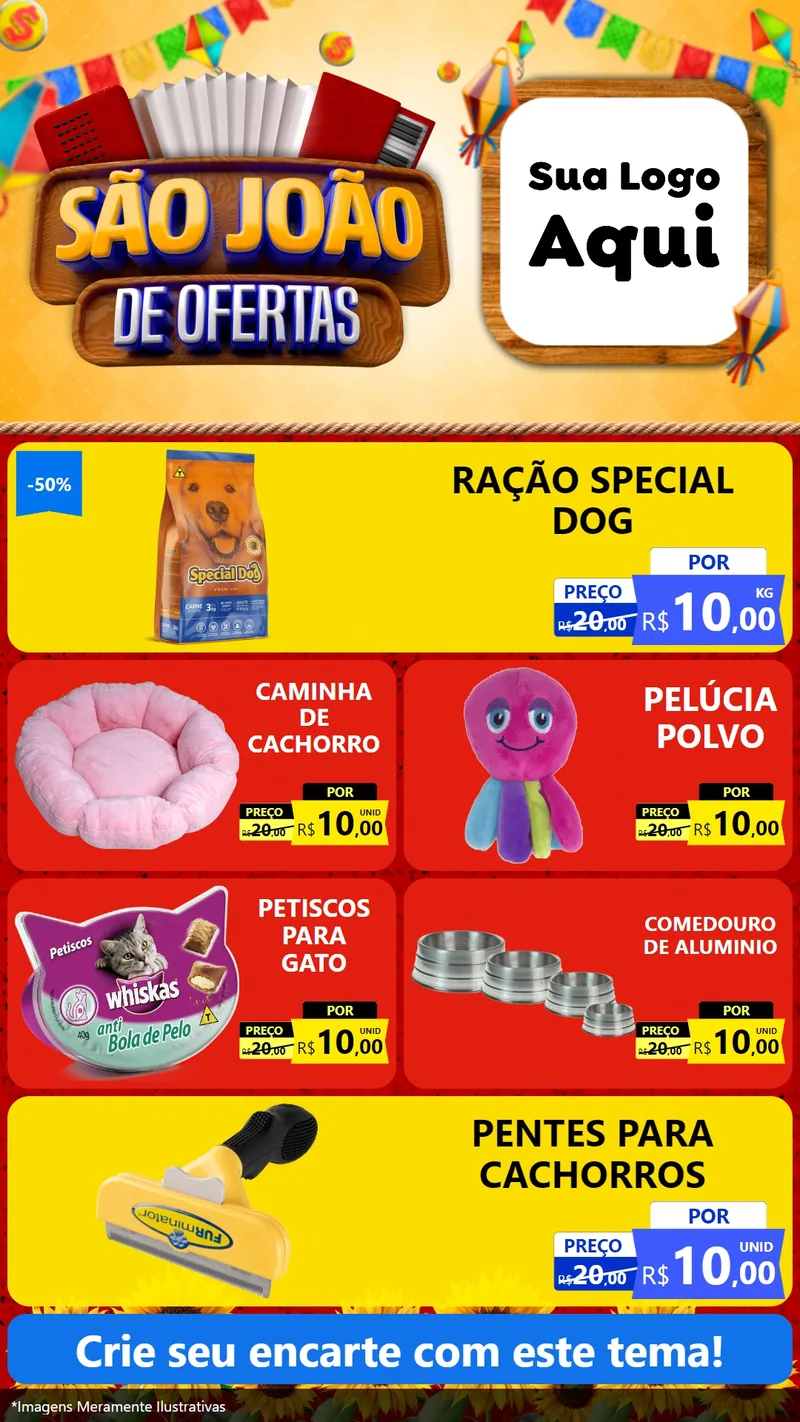 Modelo de TV para TV Vertical com o tema São João de Ofertas para Pet Shop