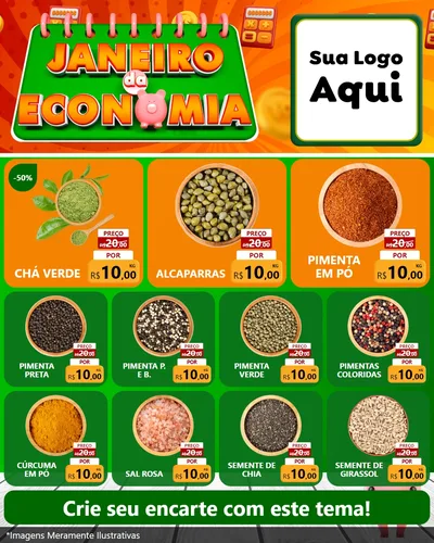 Modelo de Rede Social para Feed Instagram com o tema Janeiro da Economia para Produtos Naturais