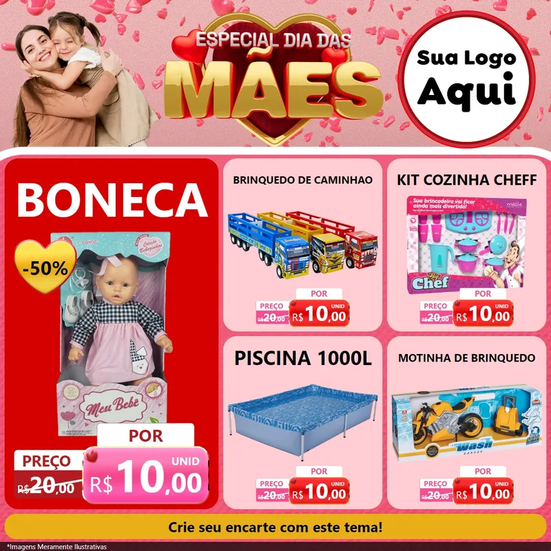 Modelo de Rede Social para Feed Facebook com o tema Especial Dia Das Mães para Brinquedos