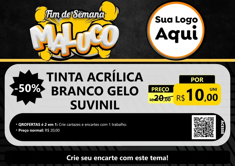 Modelo de Cartaz para Cartaz A4 Horizontal com o tema Fim de Semana Maluco para Tintas e Ferramentas