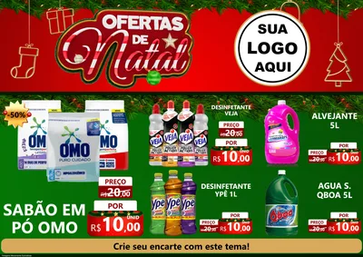 Modelo de Encarte para Encarte A4 Horizontal com o tema Ofertas de Natal para Produtos de Limpeza