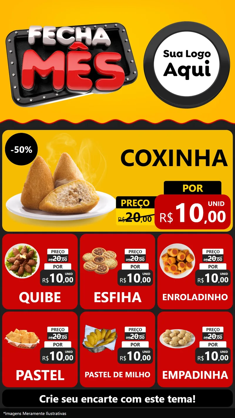 Modelo de Rede Social para Stories com o tema Fecha Mês para Salgadaria